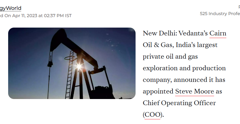 Cairn Oil & Gas appoints Steve Moore as COO