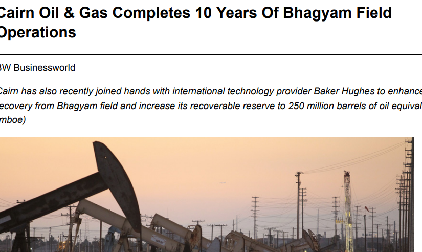 Cairn Oil Gas Completes 10 Years Of Bhagyam Field Operations
