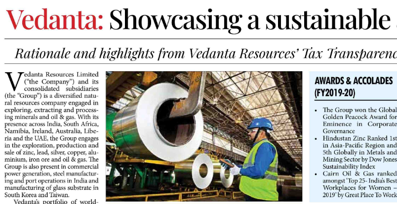 Vedanta: Showcasing a sustainable approach