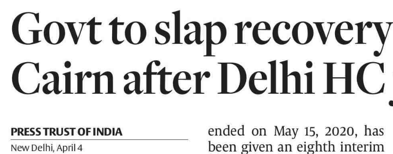 Govt to slap recovery notice on Cairn after Delhi HC judgement