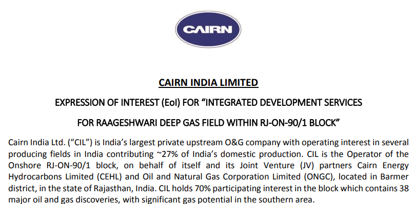 India’s largest gas plant, Rageshwari Deep Gas, in Barmer is ready for production of gas